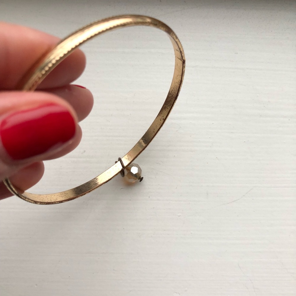Vintage Thin Gold Stacking Bangle Charm Bracelet - image 4
